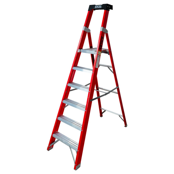 Excel 31131 Electricians Fibreglass Platform Step Ladder 6 Tread 2.04m EN131