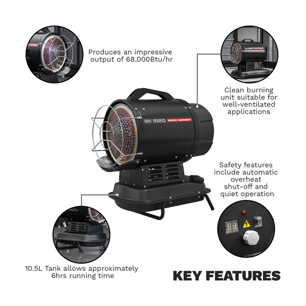 Sealey IR20 Infrared Space Warmer® Kerosene/Diesel Heater 68,000Btu/hr