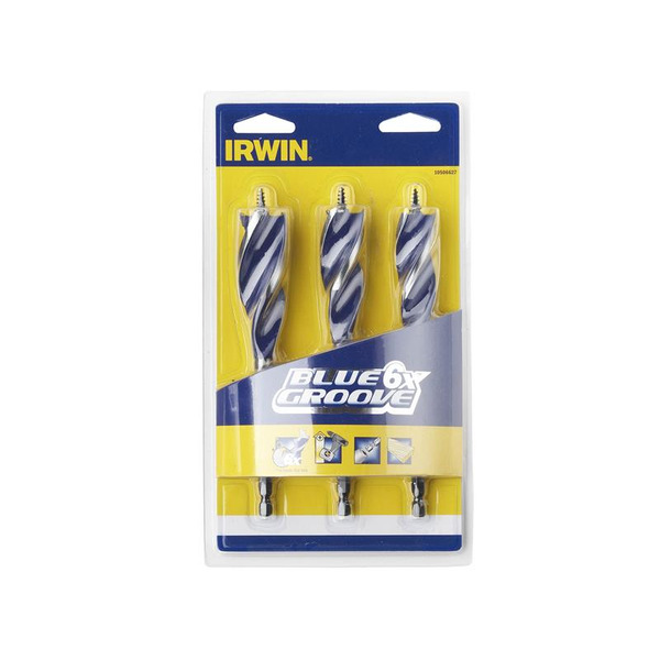 IRWIN® IRW10506627 Blue Groove 6X Wood Drill Bit Set, 3 Piece