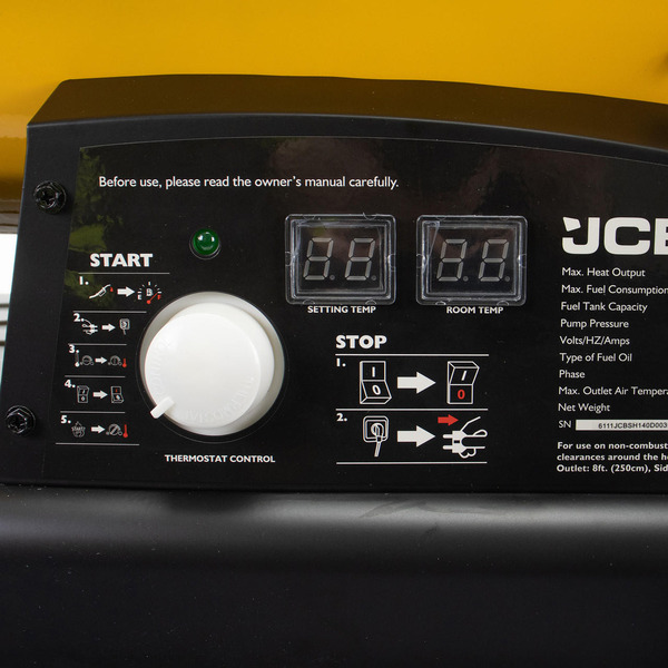JCB 140,000BTU / 37kW Diesel Space Heater, 800m Coverage, Kerosene or Diesel, Thermostat | JCB-SH140D