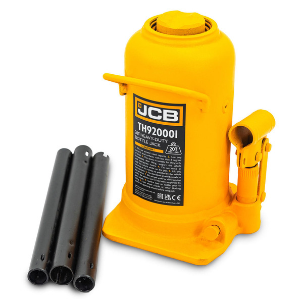 JCB 20 Tonne Heavy-Duty Automotive Hydraulic Bottle Jack, 525mm Maximum Lift | JCB-TH920001
