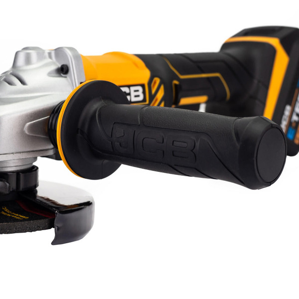 JCB 18V Cordless Angle Grinder, 115mm 4 1/2 inch, 2-5Ah Li-Ion Battery Options, M14 Thread | 21-18AG-B, Bare Unit + 2.0Ah Battery