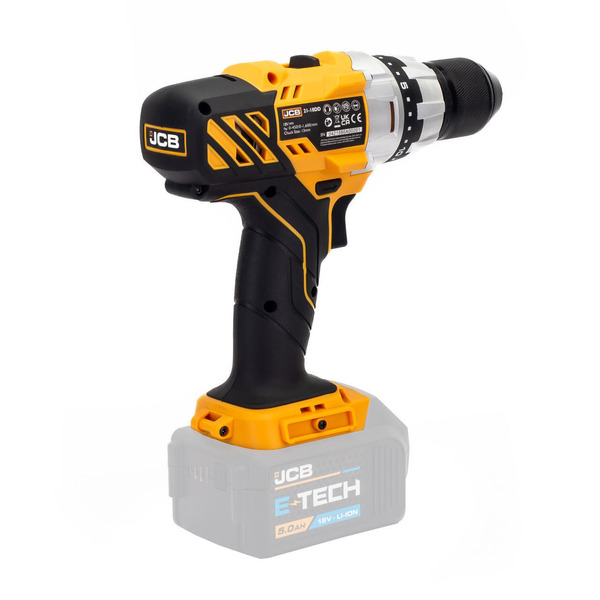JCB 18V Cordless Drill Driver Li-Ion 2Ah - 5Ah, 13mm 1/2 Keyless Chuck | 21-18DD-B, Bare Unit