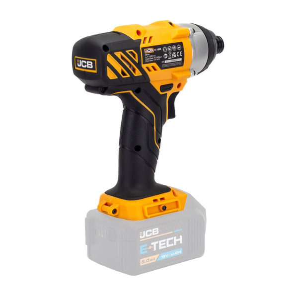 JCB 18V Cordless Impact Driver, 150Nm, 2.0Ah-5.0Ah Li-Ion Batteries, 1/4 Hex Quick Release Chuck | 21-18ID-B, Bare Unit