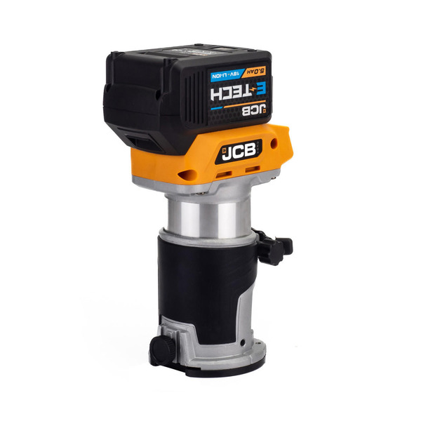 JCB 18V B/L Router with 3x bases (trimmer, offset, incline) 5.0ah Lithium-Ion battery and charger in 20 kit bag | 21-18RTKIT-5X-B