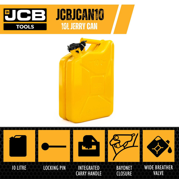JCB 10L Jerry Can, Heavy-Duty 0.8mm Steel | JCBJCAN10