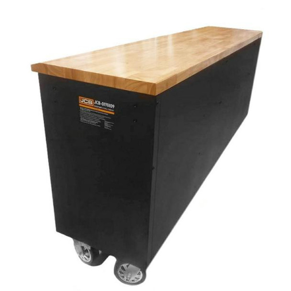 JCB Workshop Table Trolley and Tool Cabinet, 10 Drawers, 13 Hooks, Caster Mounted | JCB-01Y0109
