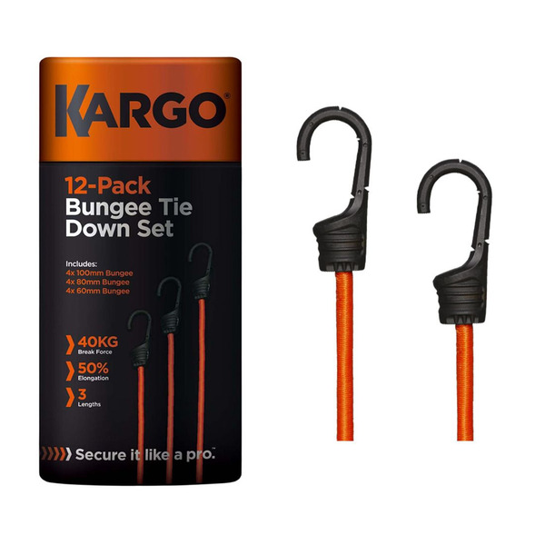 Kargo Bungee Cord Tie Down Set Multi Pack x12