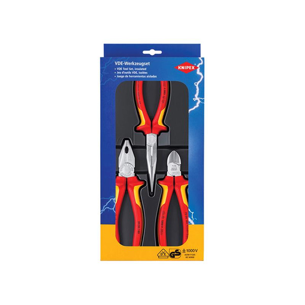 00 20 12 Elektro VDE Pliers Set, 3 Piece