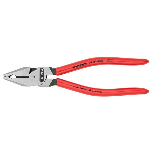 02 01 180 High Leverage Combination Pliers Plastic Coated Grip 180mm