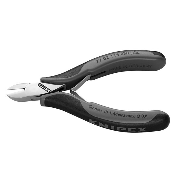 77 02 115 ESD Electronics Diagonal Cutters Round Head, Small Bevel 115mm