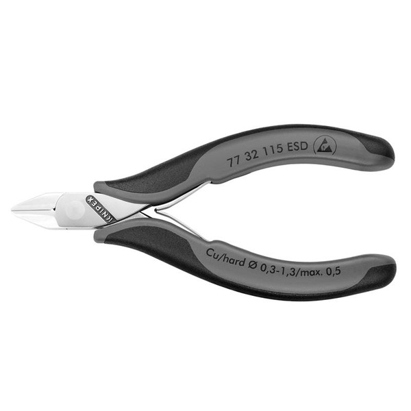 77 32 115 ESD Electronics Diagonal Cutters Pointed Head, Small Bevel 115mm