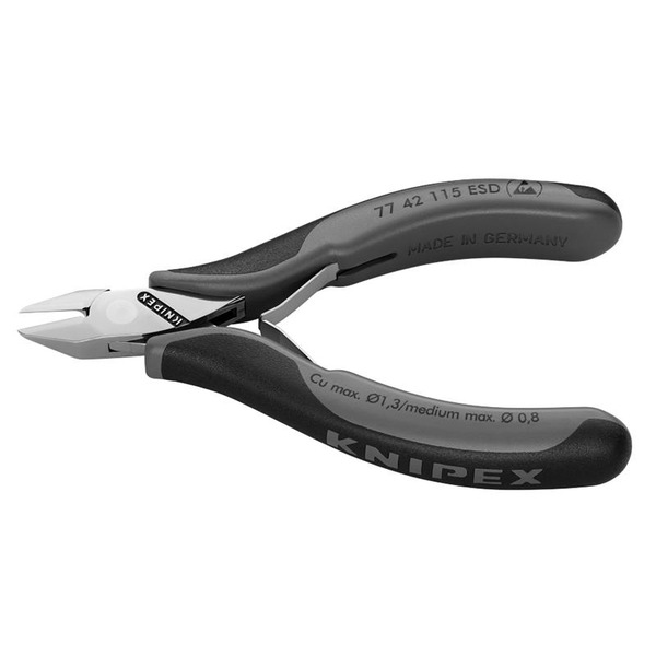 77 42 115 ESD Electronics Diagonal Cutters Pointed Head, Non Bevelled 115mm