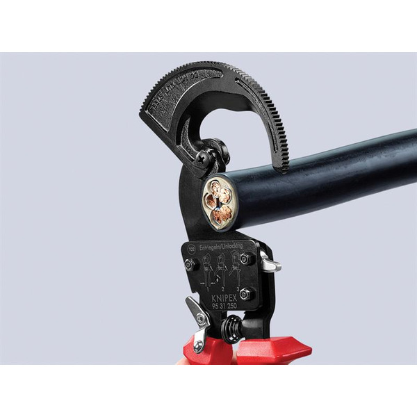 KNIPEX 95 31 250 Ratchet Action Cable Cutter Multi-Component Grip 250mm