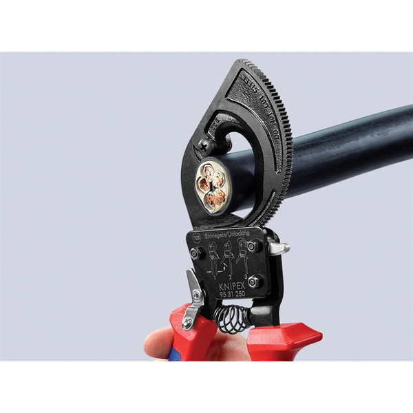 KNIPEX 95 31 250 Ratchet Action Cable Cutter Multi-Component Grip 250mm