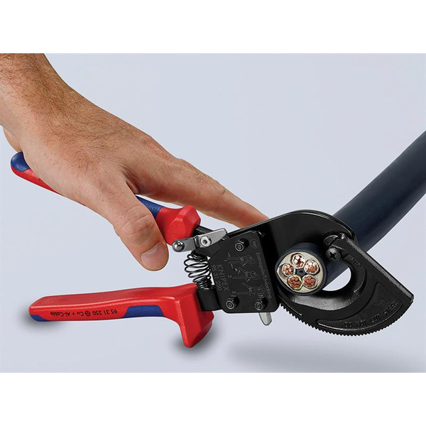 KNIPEX 95 31 250 Ratchet Action Cable Cutter Multi-Component Grip 250mm
