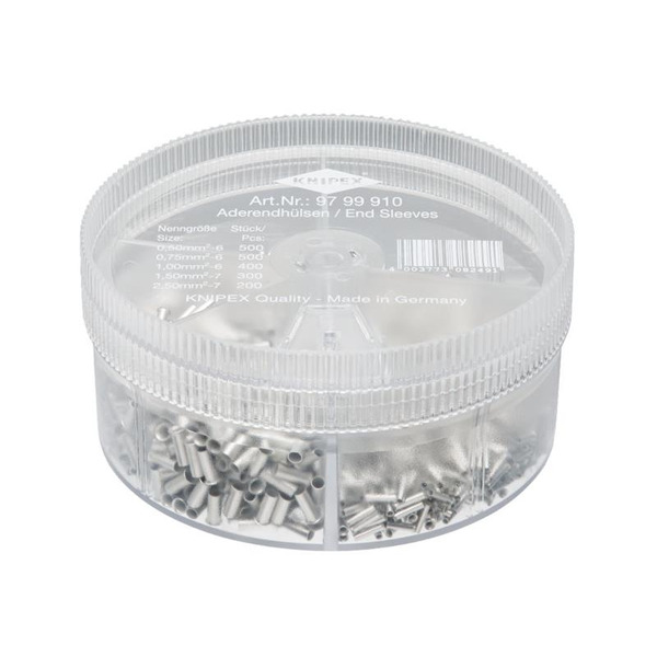 97 99 910 Non-Insulated Wire Ferrules Assortment Box, 1,900 Piece