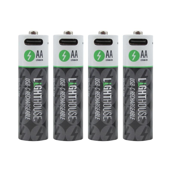 Lighthouse AA USB-C Rechargeable Li-ion Battery Pack of 4