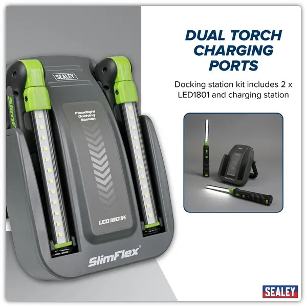 Sealey LED1801K Rechargeable Floodlight/Folding Inspection Light Docking Station Kit