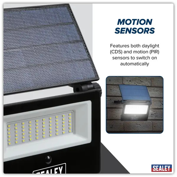 Sealey LED30S Extra-Slim Solar Floodlight with Wall Bracket 30W SMD LED