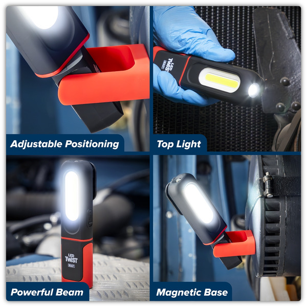 Sealey LED317 LED Twist Rechargeable Inspection Light 3W COB & 3W SMD LED