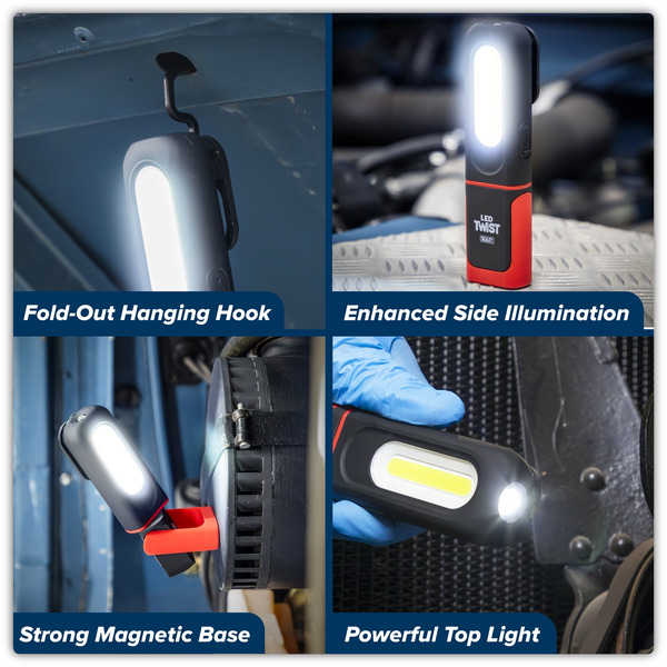 Sealey LED317 LED Twist Rechargeable Inspection Light 3W COB & 3W SMD LED