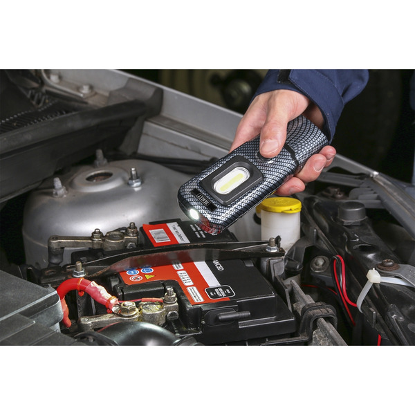 Sealey LED3601CF Rechargeable 360� Inspection Light 3W COB & 1W SMD LED - Carbon Fibre Effect