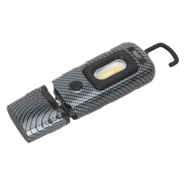 Sealey LED3601CF Rechargeable 360� Inspection Light 3W COB & 1W SMD LED - Carbon Fibre Effect