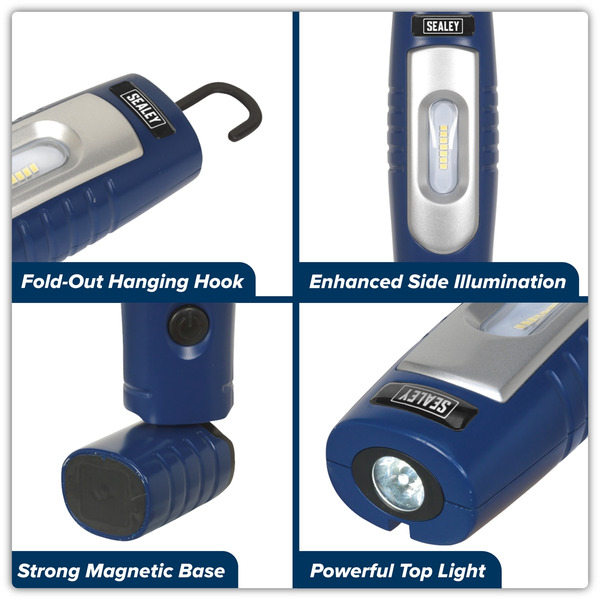 Sealey LED3602B Rechargeable 360� Inspection Light 4W & 3W SMD LED - Blue