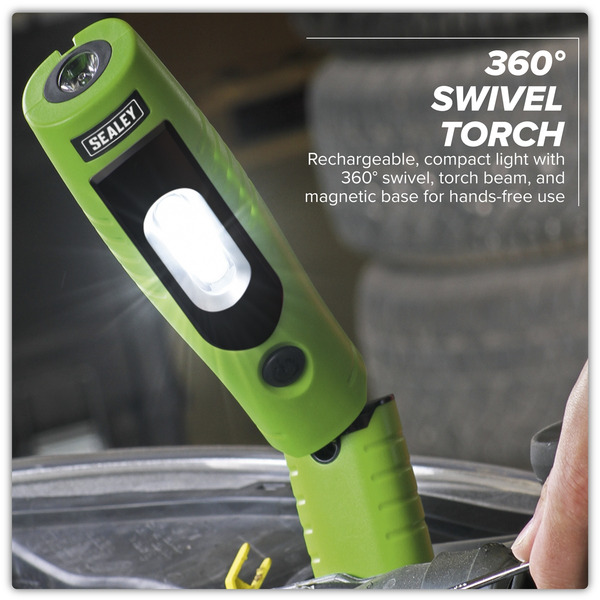 Sealey LED3602G Rechargeable 360� Inspection Light 4W & 3W SMD LED - Green