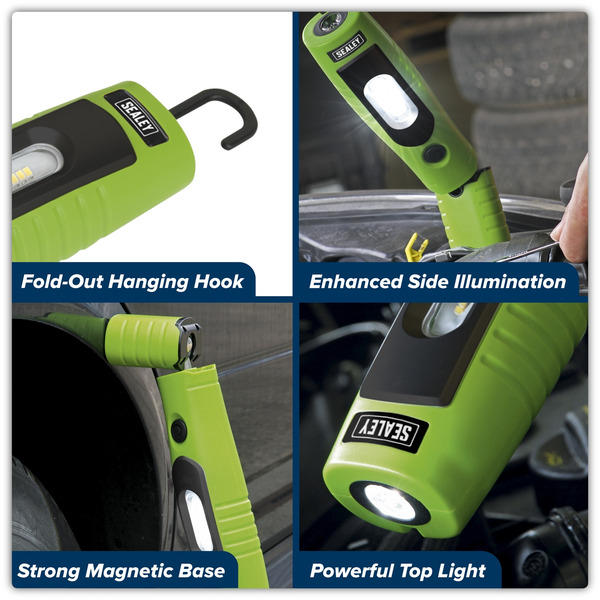 Sealey LED3602G Rechargeable 360� Inspection Light 4W & 3W SMD LED - Green