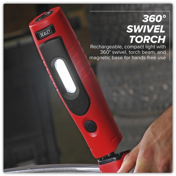 Sealey LED3602R Rechargeable 360� Inspection Light 4W & 3W SMD LED - Red