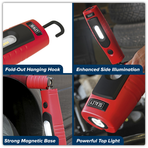 Sealey LED3602R Rechargeable 360� Inspection Light 4W & 3W SMD LED - Red