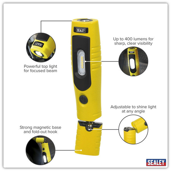 Sealey LED3602Y Rechargeable 360� Inspection Light 4W & 3W SMD LED - Yellow