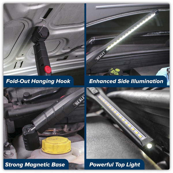 Sealey LED3604 Rechargeable 360� Slim Inspection Light 8W & 1W SMD LED - Black