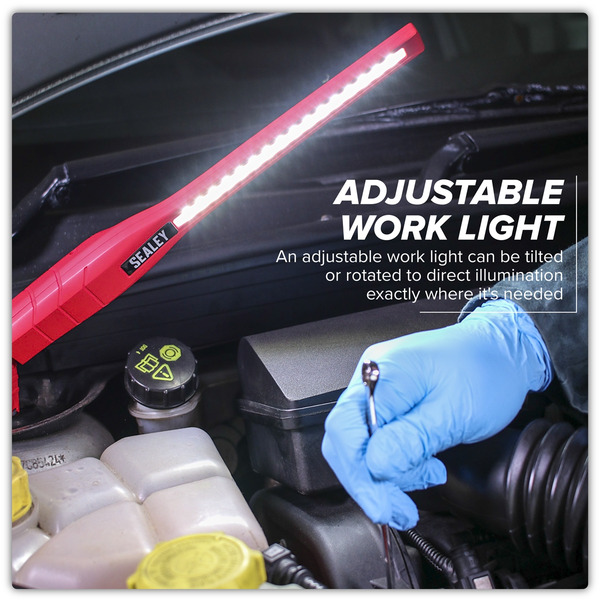 Sealey LED3604R Rechargeable 360� Slim Inspection Light 8W & 1W SMD LED - Red