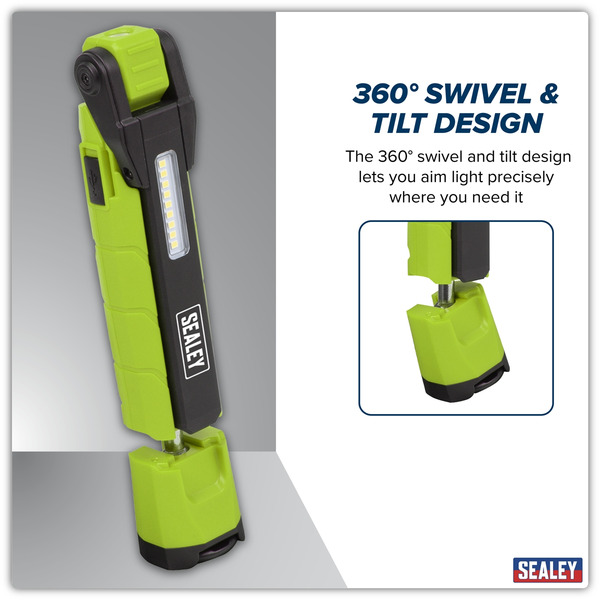 Sealey LED3605G Rechargeable 360� Inspection Light 10W & 2 x 4W SMD LED - Green