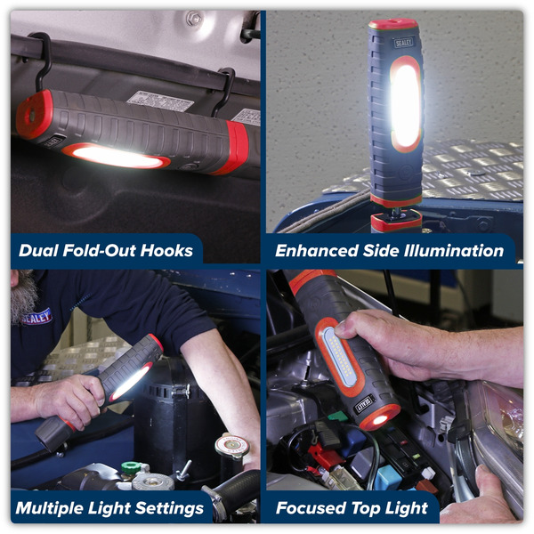 Sealey LED3606R Rechargeable 360� Inspection Light 15W & 3W SMD LED - Red