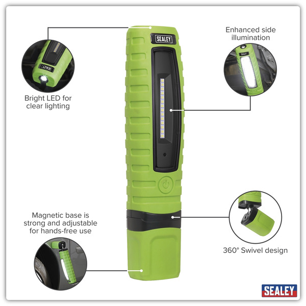 Sealey LED360G Rechargeable 360� Inspection Light 8W & 3W SMD LED - Green