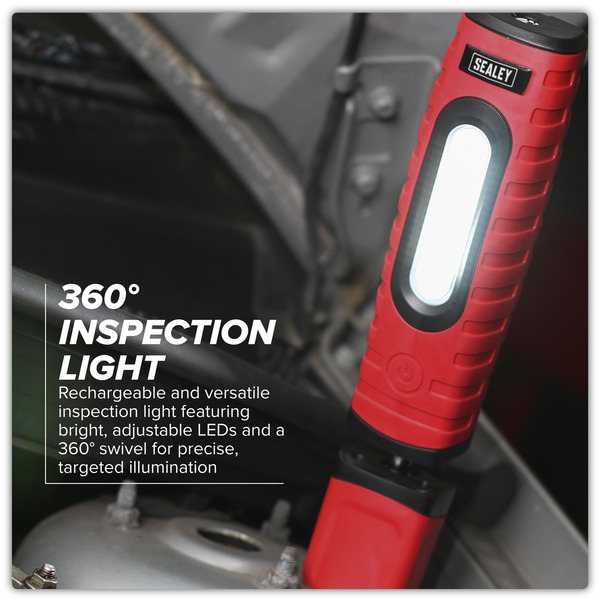 Sealey LED360PLUSR Rechargeable 360� Inspection Light 10W & 3W SMD LED - Red
