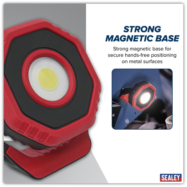 Sealey LED700PR Rechargeable 360 Pocket Floodlight with Magnet 7W COB LED - Red