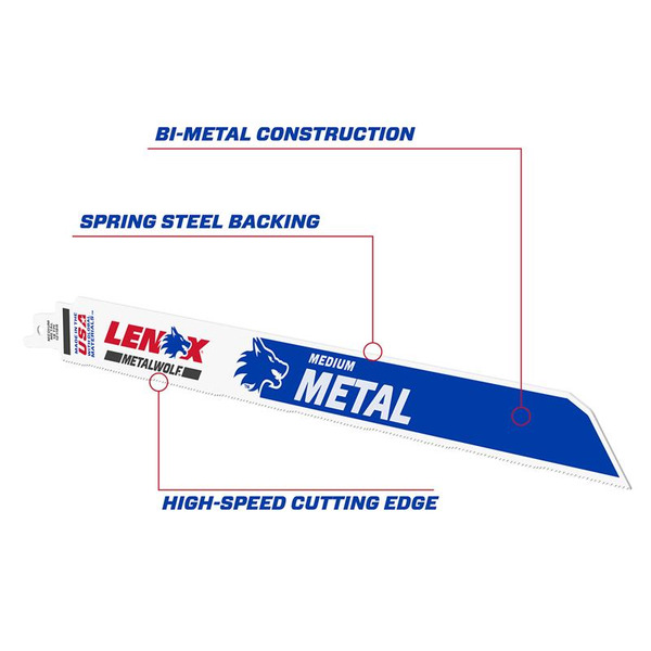 LENOX LEN012118R MetalWolf Wave Edge Reciprocating Saw Blade 305 x 25 x 1.07mm 18 TPI (Pack 5)