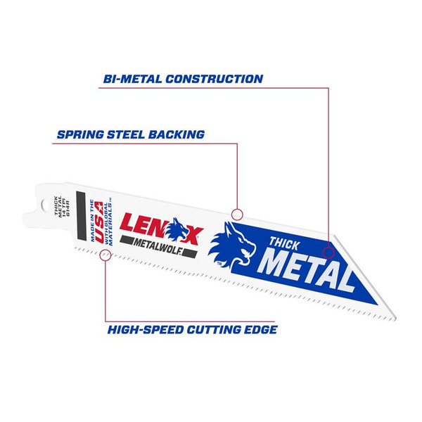 LENOX LEN20494B614 MetalWolf Wave Edge Reciprocating Saw Blade 152 x 19 x 0.9mm 14 TPI (Pack 25)