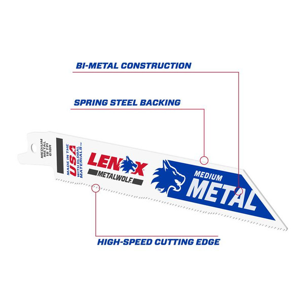 LENOX LEN20529B618 MetalWolf Wave Edge Reciprocating Saw Blade 152 x 19 x 0.9mm 10 TPI (Pack 25)