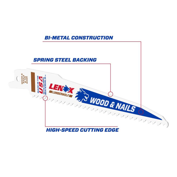 LENOX LEN20530B656 LumberWolf Reciprocating Saw Blade 152 x 19 x 1.3mm 6 TPI (25 Pack)