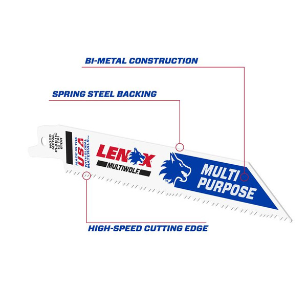 LENOX LEN20562610R MultiWolf Wave Edge Reciprocating Saw Blade 152 x 19 x 0.9mm 10 TPI (Pack 5)