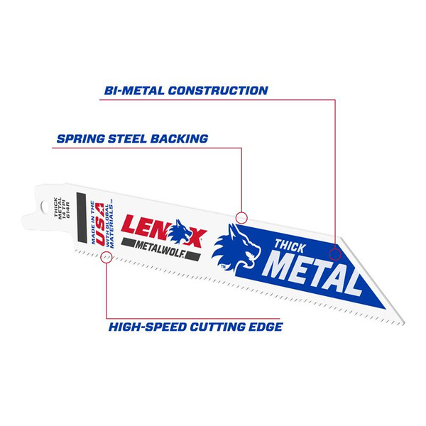LENOX LEN20564614R MetalWolf Wave Edge Reciprocating Saw Blade 152 x 19 x 0.9mm 14 TPI (Pack 5)