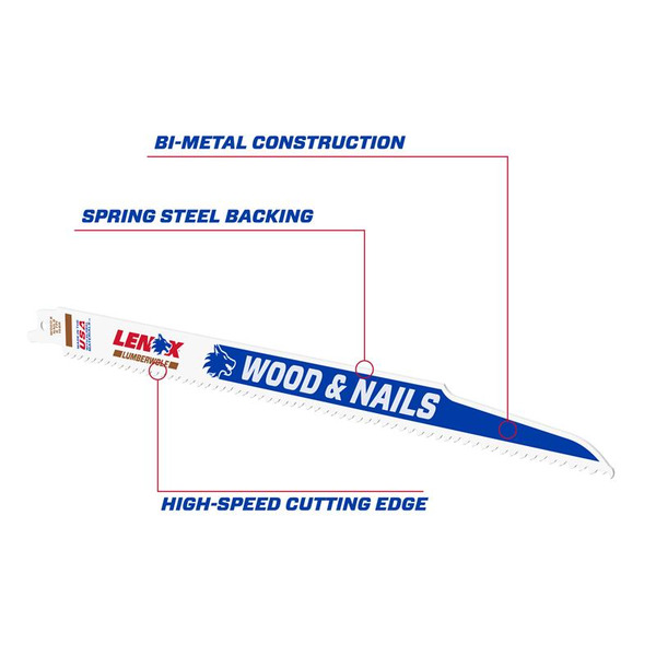 LENOX LEN20585156R LumberWolf Reciprocating Saw Blade 305 x 19 x 1.3mm 6 TPI (Pack 5)