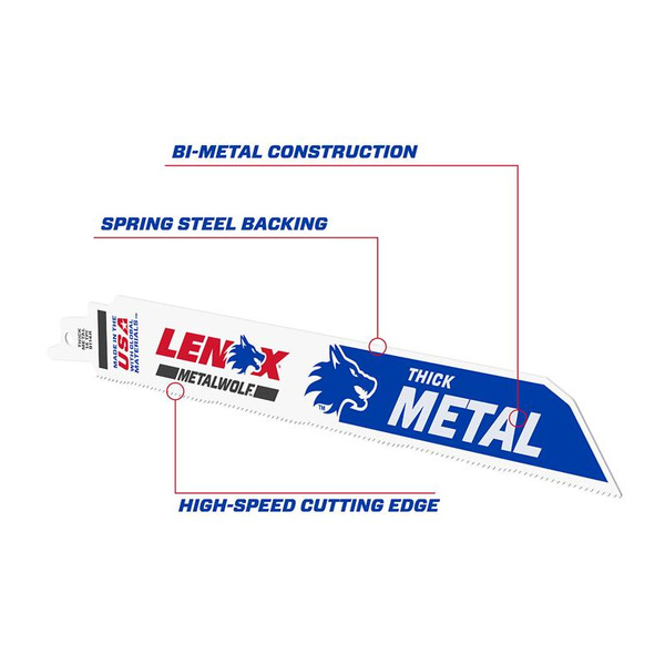LENOX LEN89114R MetalWolf Wave Edge Reciprocating Saw Blade 229 x 25 x 1.1mm 14 TPI (Pack 5)
