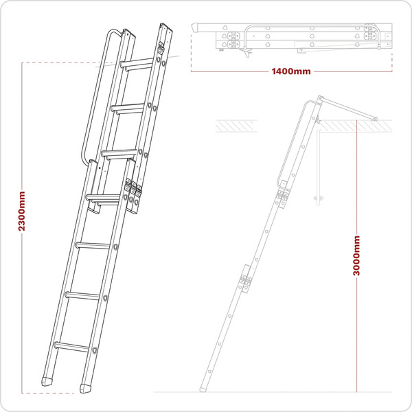 Sealey LFT03 3-Section Loft Ladder - EN 14975